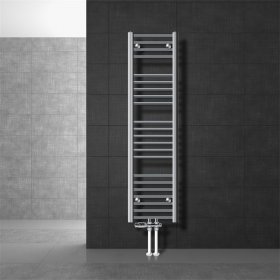 Badheizkörper Mittelanschluss 300x1400 mm Chrome gerade mit Boden Anschlussgarnitur LuxeBath