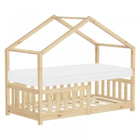 Kinderbett Hausbett 70x140 cm Natur aus Kiefernholz mit Matratze H:10cm Rausfallschutz und Lattenrost ML-Design Kinderbett Hausbett 70x140 cm Natur aus Kiefernholz mit Matratze H:10cm Rausfallschutz und Lattenrost ML-Design