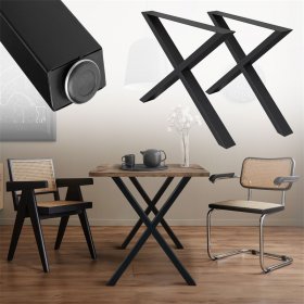 2x Tischbeine X-Design 60x72 cm Schwarz pulverbeschichtete Stahl DIY Tischuntergestell