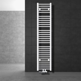 Badheizkörper Mittelanschluss 300x1800 mm Weiß gerade mit Wand Anschlussgarnitur LuxeBath