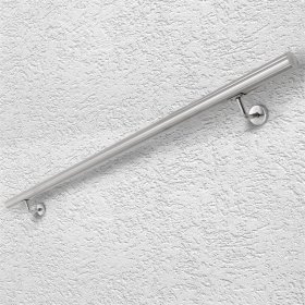 Edelstahl V2A Handlauf 160x4,2 cm Silber inkl. Wandhalterung Edelstahl V2A Handlauf 160x4,2 cm Silber inkl. Wandhalterung