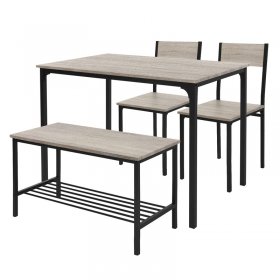 Esszimmergruppe mit Bank 4-Teilig mit Esstisch und Stühlen Sonoma Eiche Stahlgestell ML-Design Esszimmergruppe mit Bank 4-Teilig mit Esstisch und Stühlen Sonoma Eiche Stahlgestell ML-Design