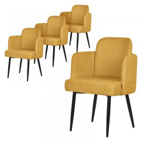 4er Set Esszimmerstühle mit Rücken- & Armlehne Senf mit Metallbeinen bis 120 kg ML-Design