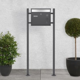Standbriefkasten mit Zeitungsfach 36x31,5x11,5 cm Anthrazit aus Edelstahl ML-Design