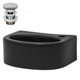 Waschbecken inkl. Ablaufgarnitur mit Überlauf 33,5x25,5x13 cm Schwarz aus Keramik LuxeBath Waschbecken inkl. Ablaufgarnitur mit Überlauf 33,5x25,5x13 cm Schwarz aus Keramik LuxeBath