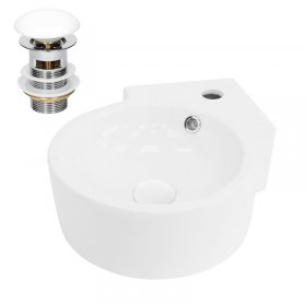 Waschbecken inkl. Ablaifgarnitur Weiß mit Überlauf 45x36x13 cm Weiß aus Keramik LuxeBath Waschbecken inkl. Ablaifgarnitur Weiß mit Überlauf 45x36x13 cm Weiß aus Keramik LuxeBath