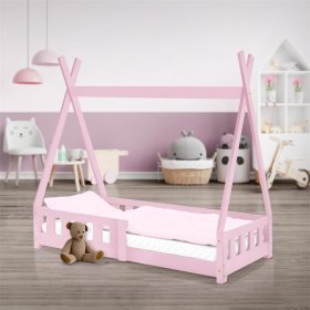 Kinderbett Tipi 70x140 cm Rosa aus Kiefernholz mit Rausfallschutz und Lattenrost Holzbett ML-Design Kinderbett Tipi 70x140 cm Rosa aus Kiefernholz mit Rausfallschutz und Lattenrost Holzbett ML-Design