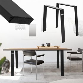 2er Set Tischkufen Loft 75x72 cm Schwarz Profil 8x2 cm aus Stahl U-Form ML-Design