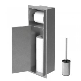 Unterputz-Schrankmodul befliesbar mit Toilettenbürste 60x20x14cm, Silber, Edelstahl WC Wandnische LuxeBath Unterputz-Schrankmodul befliesbar mit Toilettenbürste 60x20x14cm, Silber, Edelstahl WC Wandnische LuxeBath