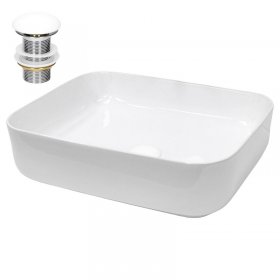 Waschbecken inkl. Ablaufgarnitur ohne Überlauf 50,5x39,5x13,5 cm Weiß aus Keramik LuxeBath Waschbecken inkl. Ablaufgarnitur ohne Überlauf 50,5x39,5x13,5 cm Weiß aus Keramik LuxeBath