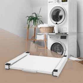 Zwischenbaurahmen für Waschmaschine Verbindungsrahmen mit ausziehbarer Ablage 60x60 cm in Weiß ML-Design Zwischenbaurahmen für Waschmaschine Verbindungsrahmen mit ausziehbarer Ablage 60x60 cm in Weiß ML-Design