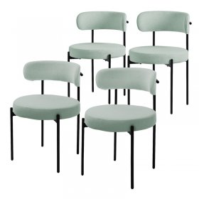 Esszimmerstuhl 4er Set mit Teddystoff mit Rückenlehne Grün Küchenstuhl ML-Design Esszimmerstuhl 4er Set mit Teddystoff mit Rückenlehne Grün Küchenstuhl ML-Design