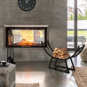 Kaminholzregal 55x21x94 cm Schwarz aus Metall ML-Design