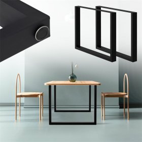 2x Tischbeine Tischkufen aus Vierkantprofilen 90x72 cm,Schwarz pulverbeschichtete Stahl