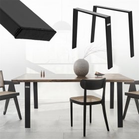 2er Set Tischbeine Loft 90x72 cm Schwarz Profil 8x2 cm aus Stahl U-Form ML-Design