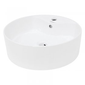Waschbecken Rund mit Überlauf Ø 46x15,5 cm Weiß aus Keramik LuxeBath