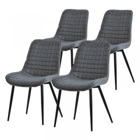 Esszimmerstuhl 4er Set Anthrazit mit Kunstlederbezug und Stahlbeinen Küchenstuhl mit Rückenlehne ML-Design