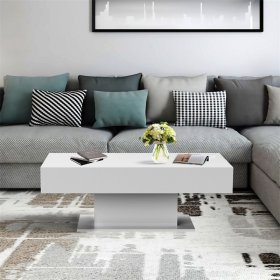 Couchtisch 110x60x40 cm Weiß inkl. 2 Staufächern unter Schiebeplatte ML-Design