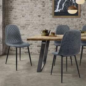 Esszimmerstuhl 4er Set Rauten Steppung mit Rückenlehne Anthrazit Küchenstuhl mit Kunstleder Bezug ML-Design Esszimmerstuhl 4er Set Rauten Steppung mit Rückenlehne Anthrazit Küchenstuhl mit Kunstleder Bezug ML-Design