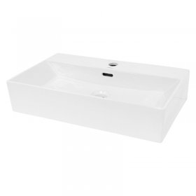 Waschbecken Eckig mit Überlauf 605x365x130 mm Weiß aus Keramik LuxeBath