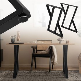 2 Stück Tischbeine B50xH71 cm Tischkufen X-Form Stahl pulverbeschichtet Schwarz ML-Design