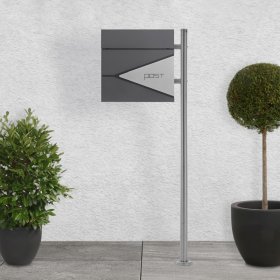Standbriefkasten mit Zeitungsfach 37x37x11 cm Anthrazit/Silber aus Edelstahl ML-Design