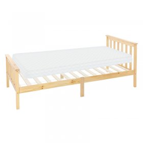 Bettgestell Einzelbett 90x200cm aus Kiefernholz in Natur mit Lattenrost & Matratze H-10cm ML-Design