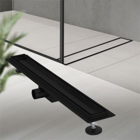Duschrinne 70 cm befliesbar Schwarz mit Siphon & Haarsieb 2in1 LuxeBath