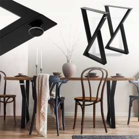 2 Stück Tischbeine B40xH71 cm Tischkufen X-Form aus Stahl pulverbeschichtet Schwarz ML-Design