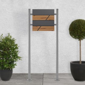 Standbriefkasten mit Zeitungsfach 37x36,5x11 cm Anthrazit/Holzoptik aus Stahl ML-Design, Modernes Horizontales Design, Standhöhe 120cm Silber Doppelfuß Standbriefkasten mit Zeitungsfach 37x36,5x11 cm Anthrazit/Holzoptik aus Stahl ML-Design, Modernes Horizontales Design, Standhöhe 120cm Silber Doppelfuß