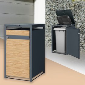 Mülltonnenbox 1er bis 240L 68x80x116,3 cm aus Stahl in Lärchenoptik ML-Design