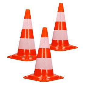 3er Set Verkehrskegel Pylone Warnkegel Verkehrshütchen 47 cm Orange/Weiß