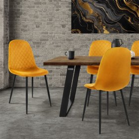 Esszimmerstuhl 4er Set mit Rückenlehne Senfgelb Küchenstuhl mit Microfaser-Samtbezug ML-Design Esszimmerstuhl 4er Set mit Rückenlehne Senfgelb Küchenstuhl mit Microfaser-Samtbezug ML-Design