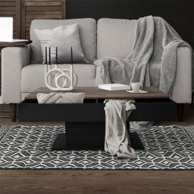 Couchtisch 110x60x40 cm Schwarz/Holz-Optik inkl. 2 Staufächern unter Schiebeplatte ML-Design