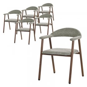 Esszimmerstühle 6er Set mit Armlehne, Rückenlehne & Webstruktur, Grün, Wohnzimmerstühle Küchenstühle Polsterstühle ML-Design
