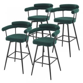 4er Set Barhocker 360° drehbar Dunkelgrün 61x103x55 cm mit Arm-, Rückenlehne und Fußstütze bis 120 kg ML-Design 4er Set Barhocker 360° drehbar Dunkelgrün 61x103x55 cm mit Arm-, Rückenlehne und Fußstütze bis 120 kg ML-Design