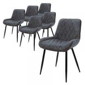 6er Set Esszimmerstuhl Rauten Steppung Anthrazit Kunstlederbezug mit Metallbeinen inkl. Montagematerial ML-Design 6er Set Esszimmerstuhl Rauten Steppung Anthrazit Kunstlederbezug mit Metallbeinen inkl. Montagematerial ML-Design