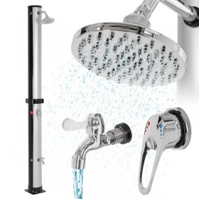 Solardusche 35L mit Fußdusche und Regenduschkopf 217,5 cm Silber/Schwarz ML-Design