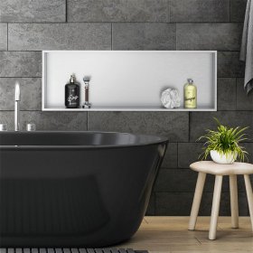 Duschnische 90x30 cm Silber aus Edelstahl Wandnische Duschablage LuxeBath Duschnische 90x30 cm Silber aus Edelstahl Wandnische Duschablage LuxeBath