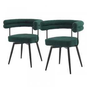 2er Set Esszimmerstühle 360° drehbar in Dunkelgrün Teddy-Stoff mit Arm- und Rückenlehnen Küchenstuhl ML-Design 2er Set Esszimmerstühle 360° drehbar in Dunkelgrün Teddy-Stoff mit Arm- und Rückenlehnen Küchenstuhl ML-Design