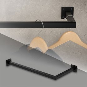 Kleiderstange Garderobe Wandmontage 30 x 60 cm Schwarz aus Stahl ML-Design