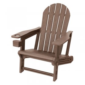 Gartenstuhl Adirondack Stuhl Sonnenstuhl wetterfest aus HDPE Kunststoff bis 180 kg Braun Gartensessel ML-Design