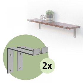 2er Set Wandkonsole Regalhalterung 2x 200 x 145 mm Grau aus Stahl ML-Design