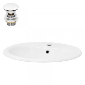 Waschbecken inkl. Ablaufgarnitur Weiß mit Überlauf 57x48,5x19,5 cm Weiß aus Keramik LuxeBath Waschbecken inkl. Ablaufgarnitur Weiß mit Überlauf 57x48,5x19,5 cm Weiß aus Keramik LuxeBath