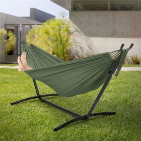 XXL Hängematte mit Stahlgestell bis 250 kg Khaki inkl. Tragetasche ML-Design