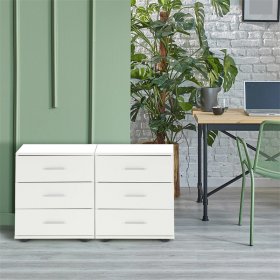 2er Set Nachttisch mit drei Schubladen 45x52x34 cm Weiß ML-Design
