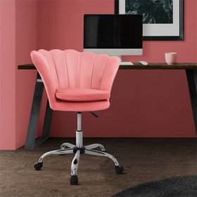 Bürostuhl mit Rollen und Rückenlehne Muscheldesign 68x68 cm Rosa aus Samt Schminktisch Stuhl ML-Design Bürostuhl mit Rollen und Rückenlehne Muscheldesign 68x68 cm Rosa aus Samt Schminktisch Stuhl ML-Design