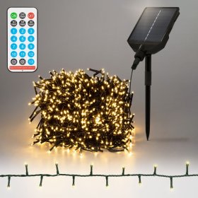 LED Solar Cluster Lichterkette 16 m mit 800 warmweißen LEDs 13 Modi & Timer