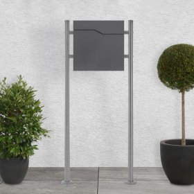 Standbriefkasten mit Zeitungsfach 37x37x11 cm Anthrazit aus Edelstahl ML-Design