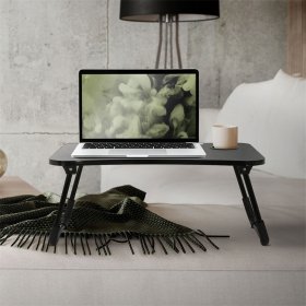 Laptoptisch mit USB-Ports klappbar 60x40 cm Schwarz aus MDF inkl. USB Lampe und Ventilator ML-Design